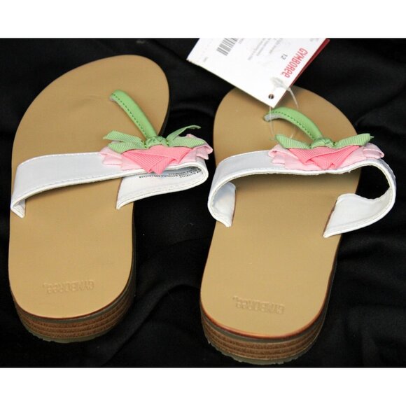 2010 Gymboree Easter Celebrate Spring Thongs Shoes sz 12 Flip Flips Tulips Sanda - Picture 3 of 5